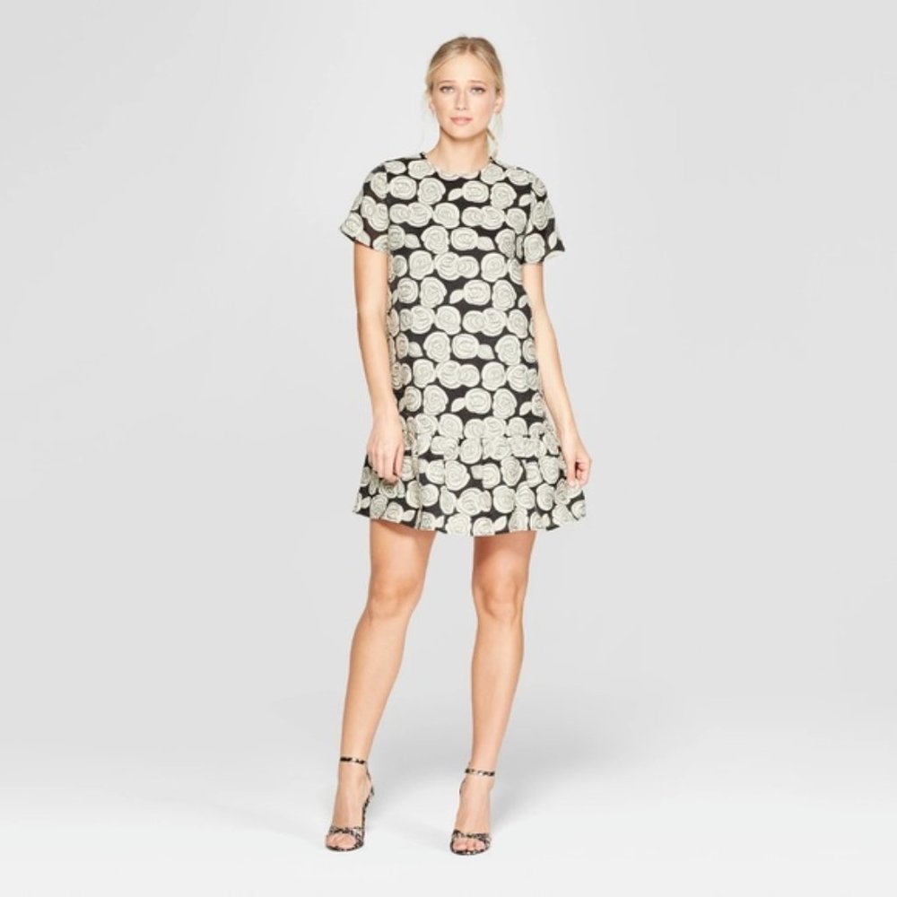 Who What Wear Dress Black and White Floral